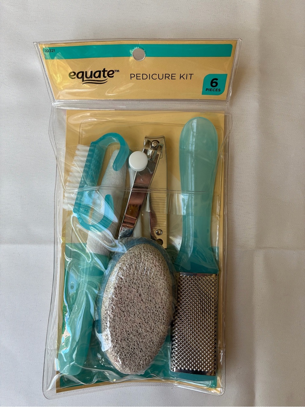 Equate Teal Pedicure Kit - 6 Piece Women Bath & Body Tools Set Bundle - Picture 3 of 4